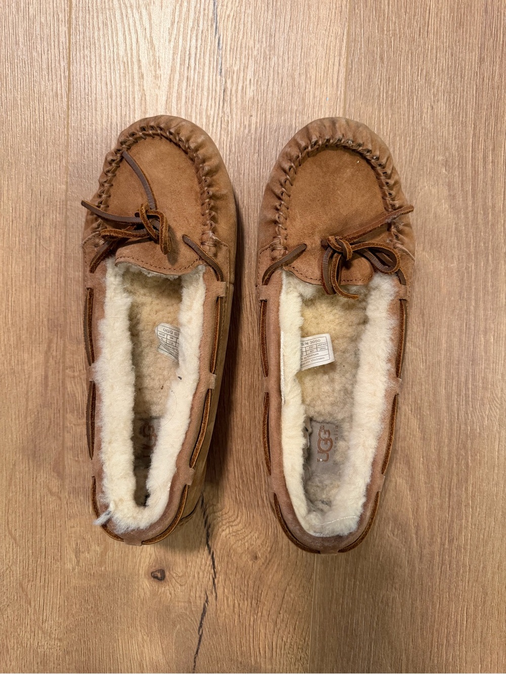 UGG Chestnut Suede Shearling-Lined Moccasin Slippers